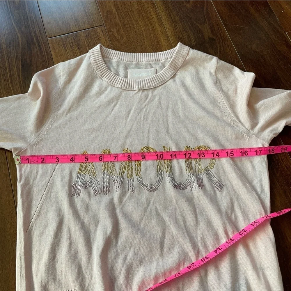 NWT Zadig and Voltaire Miss Amour Gradient Strass Sweater Pink Long Sleeve XS